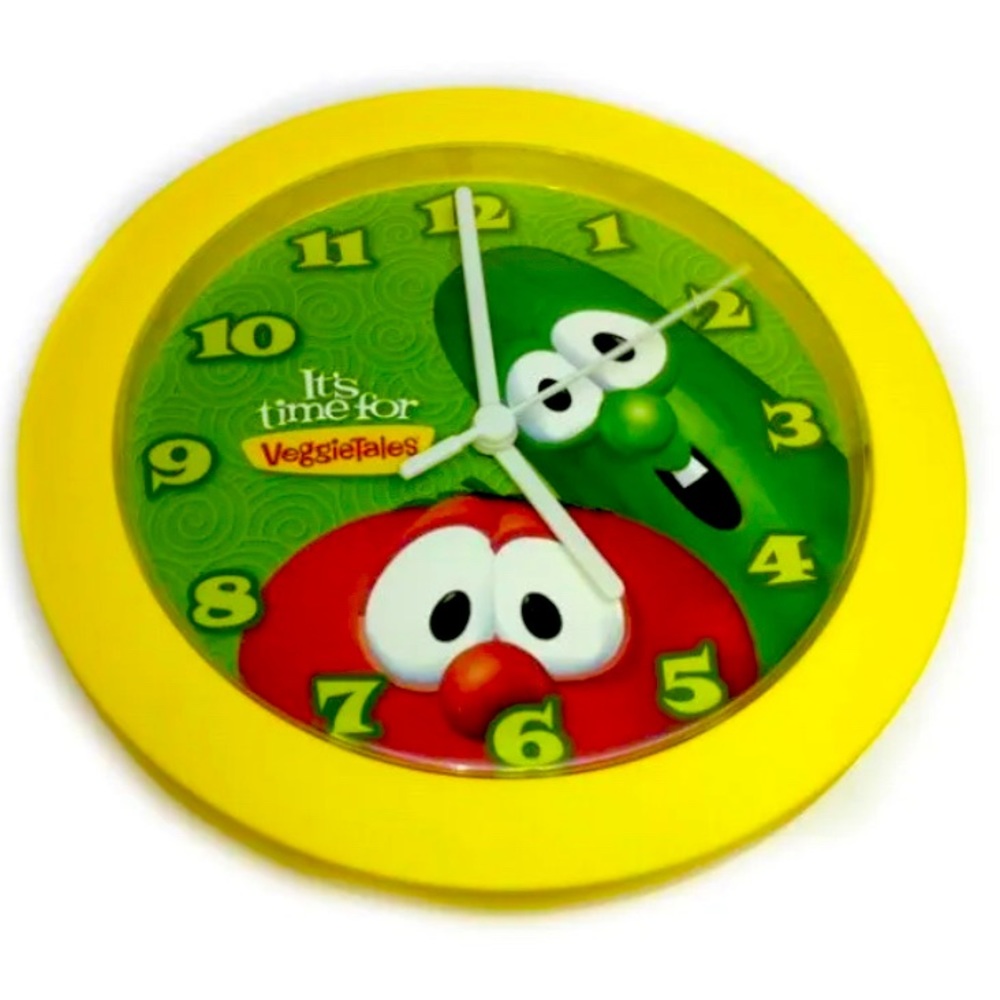 VeggieTales Wall Clock Bob & Larry Yellow Red Green Veggie Tales New